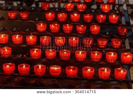 Candles In Theatine Church Of St. Cajetan Or Theatinerkirche In Munich. Germany