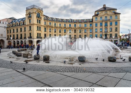 Karlsplatz Or Stachus Square In Central Munich. Germany
