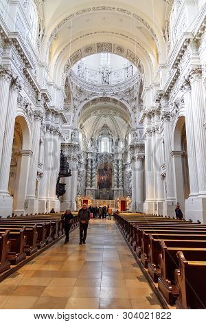 Interior Of Theatine Church Of St. Cajetan Or Theatinerkirche In Munich. Germany