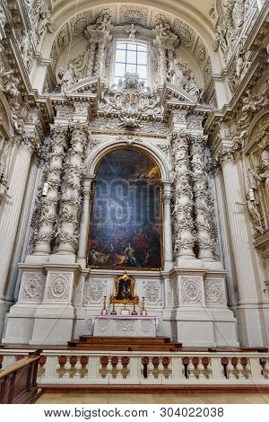 Munich, Germany - October 31, 2018: Interior Of Theatine Church Of St. Cajetan Or Theatinerkirche In