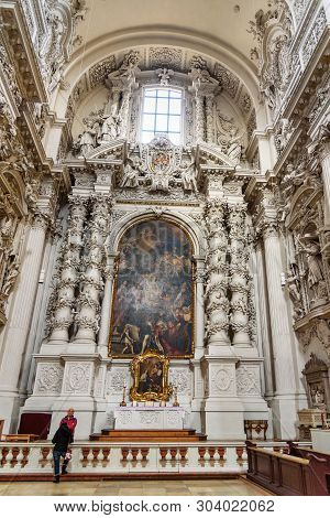 Interior Of Theatine Church Of St. Cajetan Or Theatinerkirche In Munich. Germany