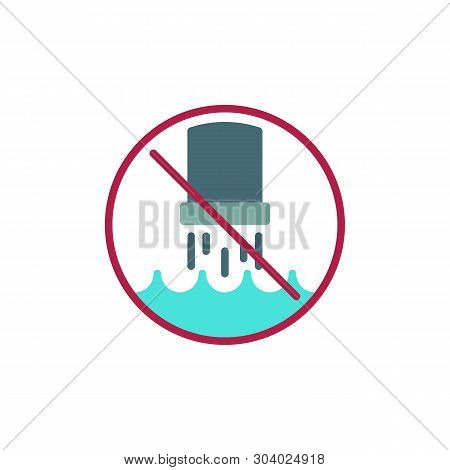 Stop Water Pollution Flat Icon, Vector Sign, No Water Pollution Prohibition Sign Colorful Pictogram 