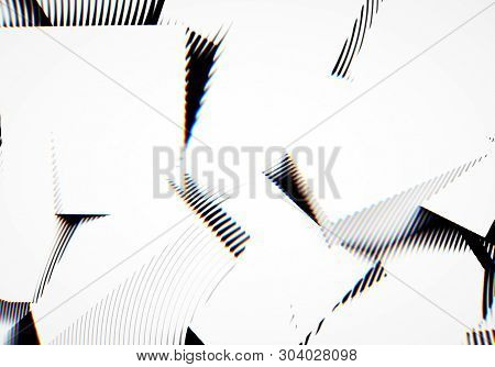 Abstract Background With Engraving Or Woodcut Styled 3d Shapes And Glitch Effect