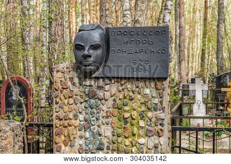 Obninsk, Russia - May 2019: The Grave Of The Soviet Experimental Physicist Igor Bondarenko At The Ko