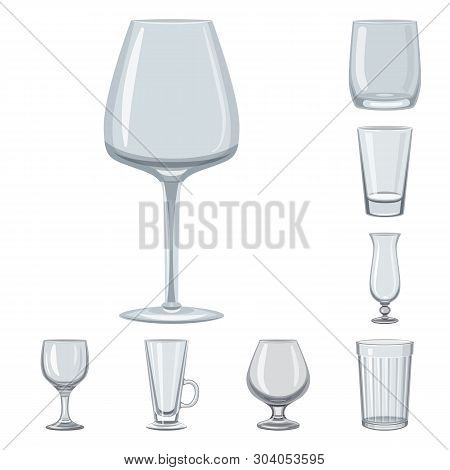 Vector Design Of Dishes And Container Icon. Set Of Dishes And Glassware Vector Icon For Stock.