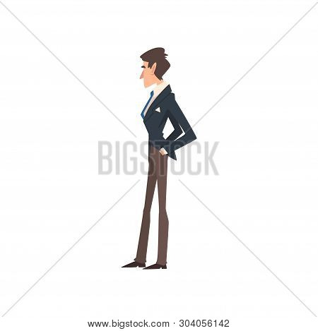 Rich And Successful Victorian Gentleman Character In Elegant Suit, Side View Vector Illustration
