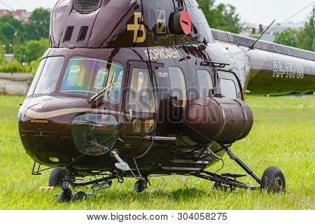 Balashikha, Moscow Region, Russia - May 25, 2019: Soviet Multipurpose Helicopter Mi-2m Ra-15768 Park
