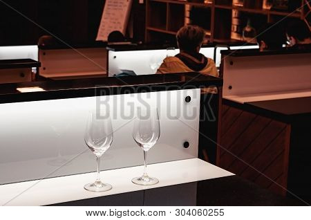 Sommelier, Cavist. Training In School Sommelier. Wine School. Wine Tasting. Tinted