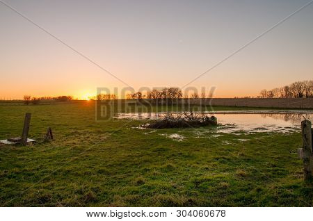 A Sunset In The East Flemish Country Side.