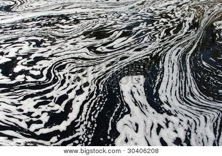 黒い水の渦を泡します。