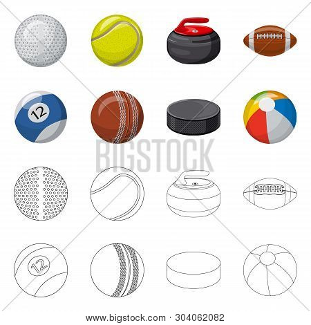 Vector Illustration Of Sport And Ball Symbol. Set Of Sport And Athletic Vector Icon For Stock.