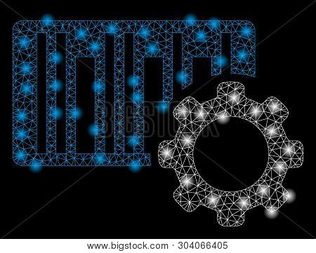 Bright Mesh Bar Code Settings With Glare Effect. Abstract Illuminated Model Of Bar Code Settings Ico