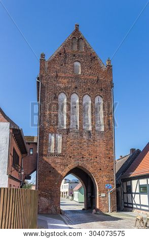 Historic City Gate Muhlentor In Grimmen, Germany
