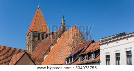 Panorama Of Rooftops And Church Tower In Old Town Grimmen, Germany