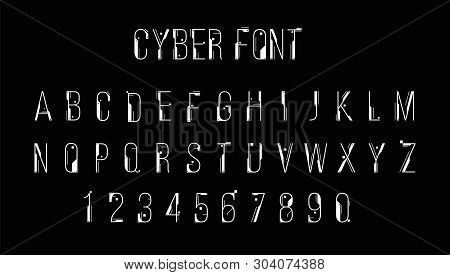 Futuristic Vector Font Design. Letters And Numbers For Web And App. Techno Type Font Alphabet. Digit