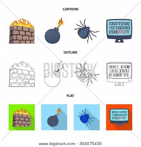Vector Design Of Virus And Secure Icon. Set Of Virus And Cyber Vector Icon For Stock.