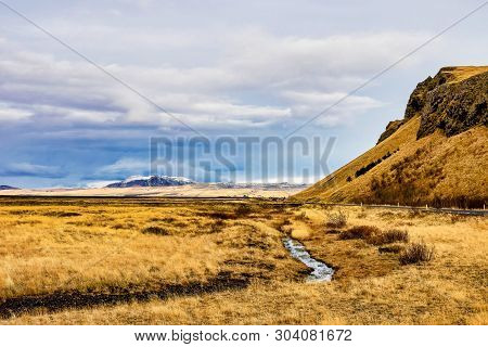 Hekla Volcano. It Is A Stratovolcano Located In The South Of Iceland With A Height Of 1,491 Meters