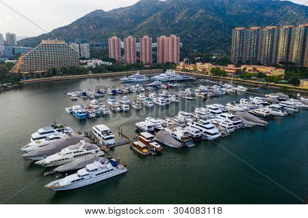 Tuen Mun, Hong Kong 16 May 2019: Aerial view of Hong Kong typhoon shelter