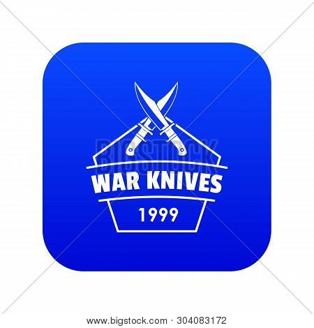 Knive War Icon Blue Vector Isolated On White Background