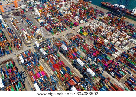 Kwai Chung, Hong Kong 15 May 2019: Kwai Chung Cargo Terminal in Hong Kong city