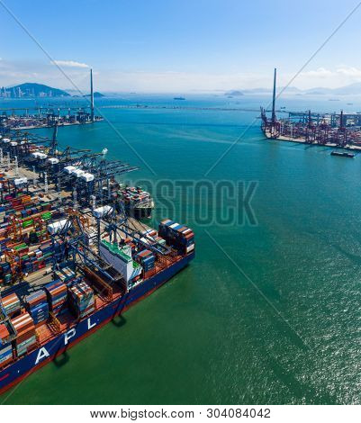 Kwai Chung, Hong Kong 15 May 2019: Kwai Chung Cargo Terminal in Hong Kong city