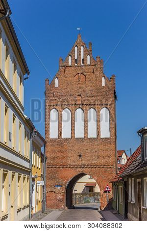 Grimmen, Germany - April 17, 2019: Historic City Gate Stralsunder Tor In Grimmen, Germany