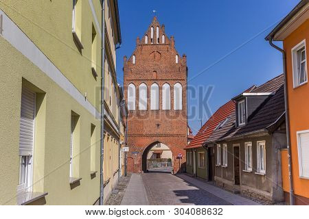 Grimmen, Germany - April 17, 2019: Historic City Gate Stralsunder Tor In Grimmen, Germany