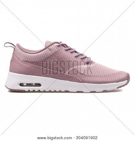 Vienna, Austria - August 10, 2017: Nike Air Max Thea Txt Purple Sneaker On White Background.