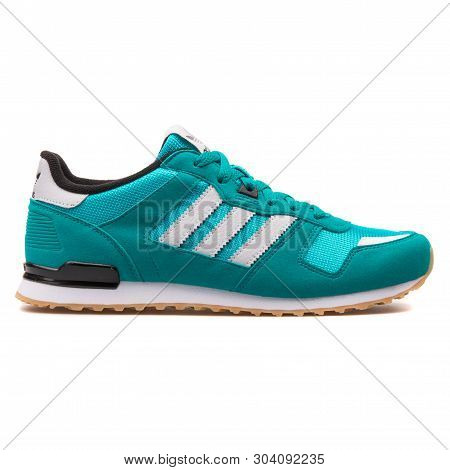 Vienna, Austria - August 10, 2017: Adidas Zx 700 Green Sneaker On White Background.
