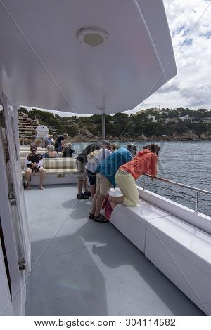 Passengers Sightseeing Tour Boat Coast Mallorca