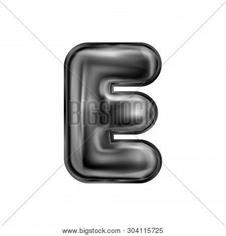 Black Latex Inflated Alphabet Symbol, Isolated Letter E