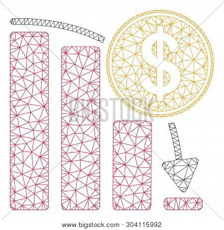 Mesh Bitcoin Epic Fail Graph Model Icon. Wire Carcass Triangular Mesh Of Vector Bitcoin Epic Fail Gr