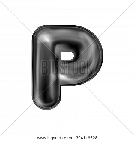 Black Latex Inflated Alphabet Symbol, Isolated Letter P