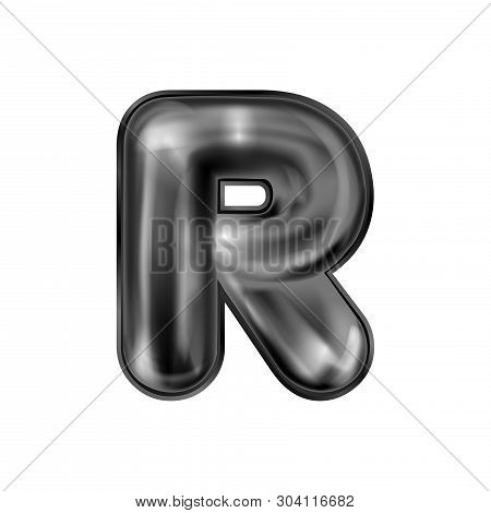 Black Latex Inflated Alphabet Symbol, Isolated Letter R