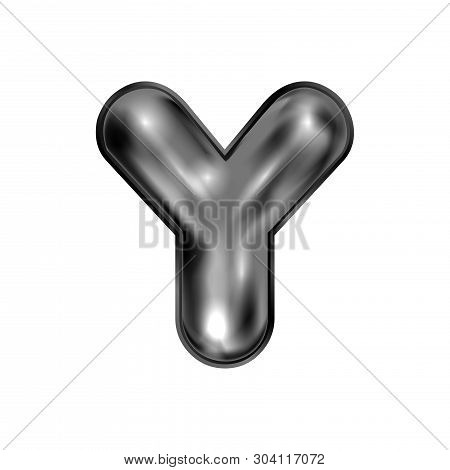 Black Latex Inflated Alphabet Symbol, Isolated Letter Y