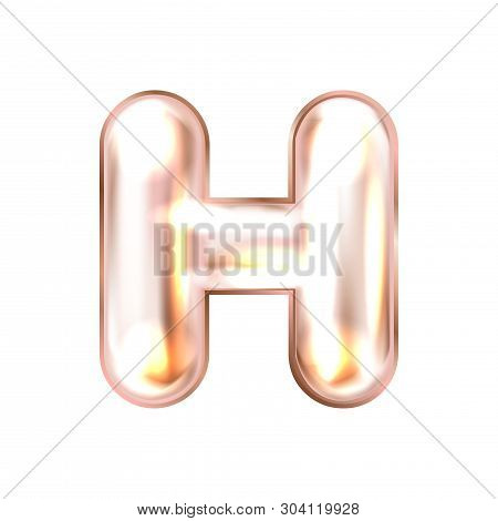 Perl Pink Foil Inflated Alphabet Symbol, Isolated Letter H
