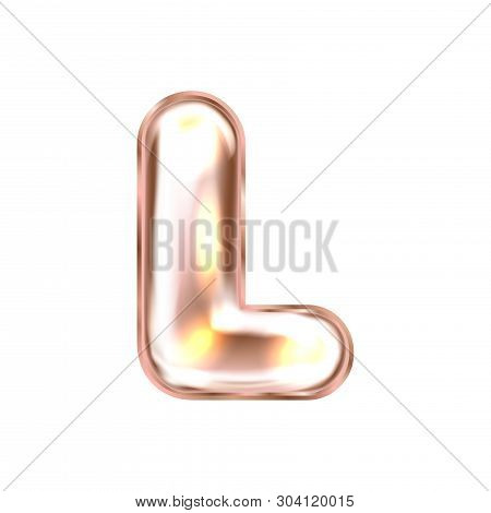 Perl Pink Foil Inflated Alphabet Symbol, Isolated Letter L