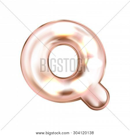 Perl Pink Foil Inflated Alphabet Symbol, Isolated Letter Q