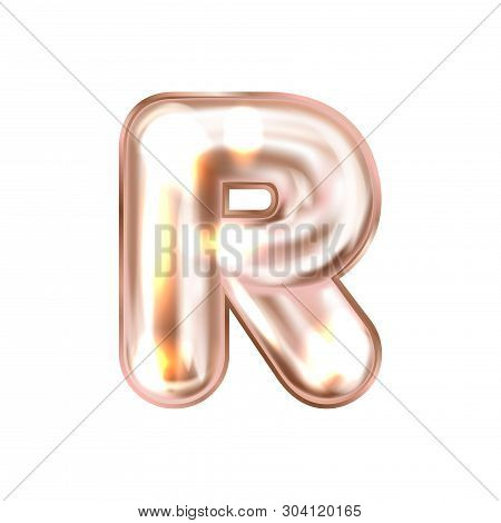 Perl Pink Foil Inflated Alphabet Symbol, Isolated Letter R