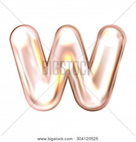Perl Pink Foil Inflated Alphabet Symbol, Isolated Letter W