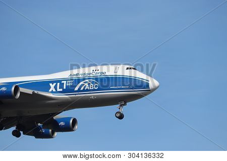 Amsterdam, The Netherlands - May 30th 2019: Vp-bik Airbridgecargo Boeing 747-400f Final Approaching 