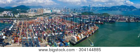 Kwai Chung, Hong Kong 15 May 2019: Kwai Chung Cargo Terminal in Hong Kong city