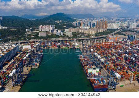 Kwai Chung, Hong Kong 15 May 2019: Kwai Chung Cargo Terminal in Hong Kong city