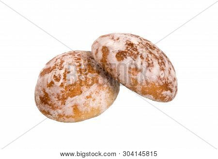 Gingerbread Honey. Gingerbread Round Cookie Isolated On White Background. Russian Of Honey-cake