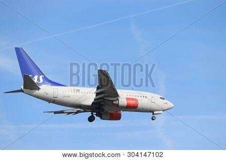 Amsterdam, The Netherlands - May 30th 2019: Ln-rro Sas Scandinavian Airlines Boeing 737-600 Final Ap