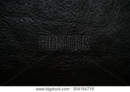 Abstract Black Genuine Fullgrain Leather Background