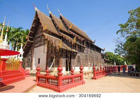 Chiang May, Thailand - December 19, 2018: On The Territory Of The Ancient Buddhist Temple Of Wat Pha