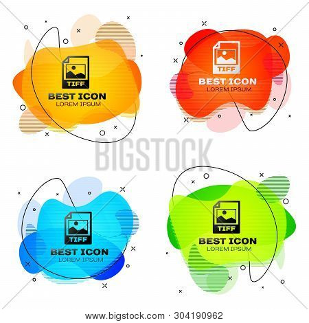 Black Tiff File Document Icon. Download Tiff Button Icon Isolated. Tiff File Symbol. Set Of Liquid C