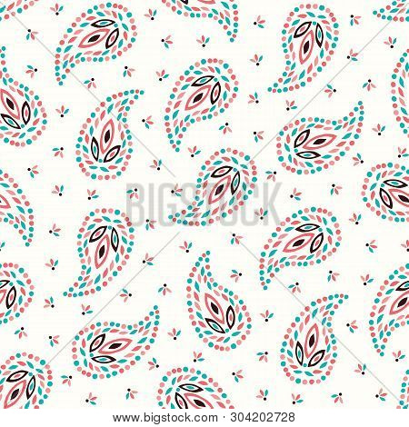 Traditional Oriental Colorful Paisley Foulard Vector Seamless Pattern. Whimsical Classic Indian Back