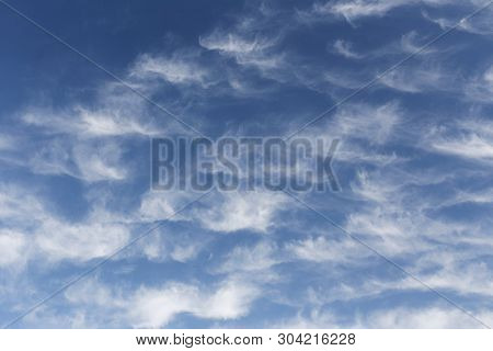 Beautiful Cirrus Clouds. Blue Sky With Beautiful Clouds. Sky Background